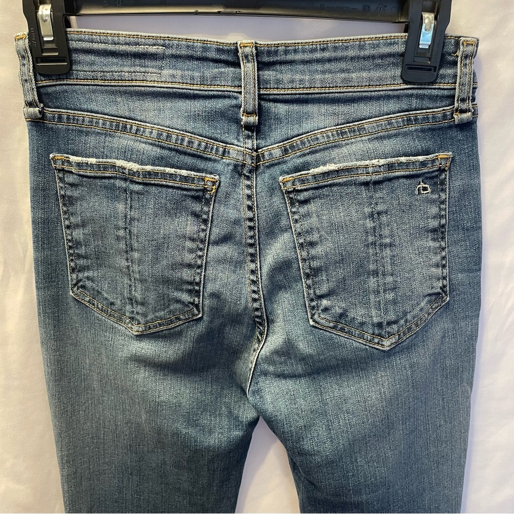 Rag & Bone Nina High Rise Ankle Flare Jeans Denim Straight Leg Raw Hem Frayed 25 - Picture 6 of 16